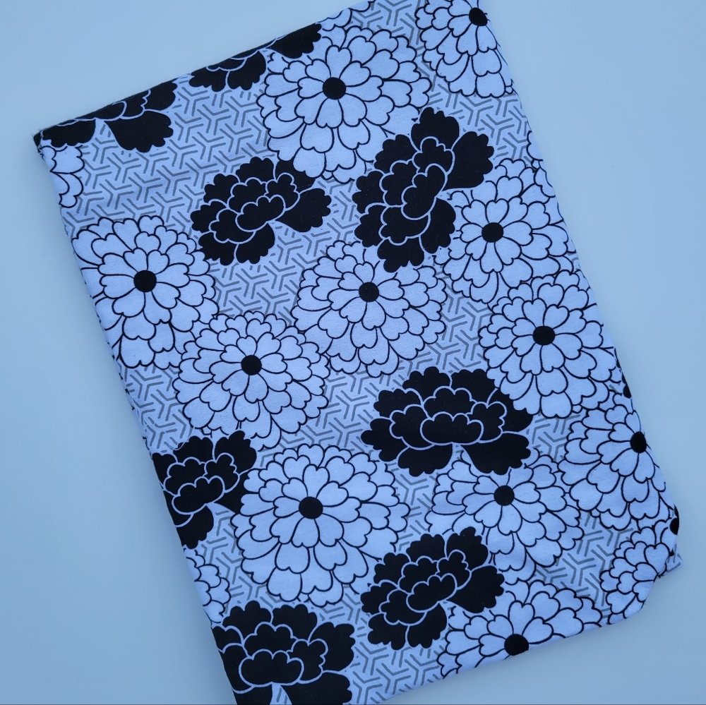Extra Large snuggle Flannel floral black white Print 44x55